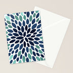 Modern, Blue and Green, Floral Bloom, Botanical Pattern Stationery Card Gallery Image 2
