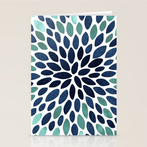 Modern, Blue and Green, Floral Bloom, Botanical Pattern Stationery Card Gallery Image 2