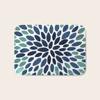 Modern, Blue and Green, Floral Bloom, Botanical Pattern Bath Mat Gallery Image 1