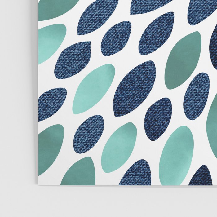 Modern, Blue and Green, Floral Bloom, Botanical Pattern Poster Gallery Image 3