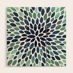 Modern, Blue and Green, Floral Bloom, Botanical Pattern Wood Wall Art Gallery Image 1
