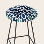 Modern, Blue and Green, Floral Bloom, Botanical Pattern Stool Gallery Image 2
