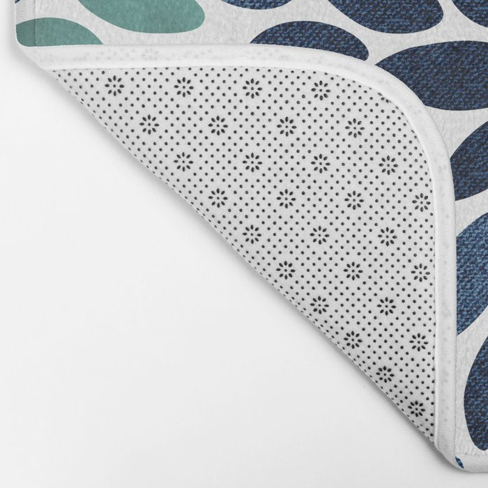 Modern, Blue and Green, Floral Bloom, Botanical Pattern Bath Mat Gallery Image 2