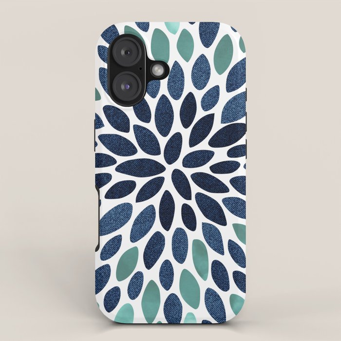 Modern, Blue and Green, Floral Bloom, Botanical Pattern iPhone Case Gallery Image 1