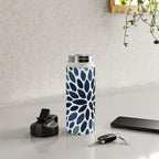 Modern, Blue and Green, Floral Bloom, Botanical Pattern Water Bottle Gallery Image 4