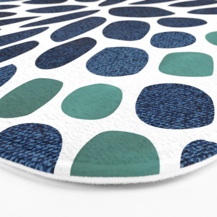 Modern, Blue and Green, Floral Bloom, Botanical Pattern Bath Mat Gallery Image 3