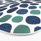 Modern, Blue and Green, Floral Bloom, Botanical Pattern Bath Mat Gallery Image 3
