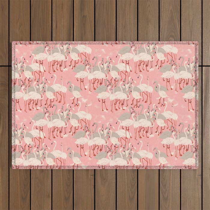 flamingo party Outdoor Rug Gallery Image 1