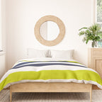Modern Classy Navy Blue Lime Green STRIPES Duvet Cover Gallery Image 3
