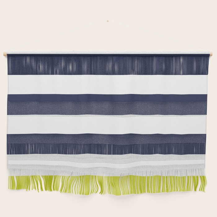 Modern Classy Navy Blue Lime Green STRIPES Wall Hanging Gallery Image 1