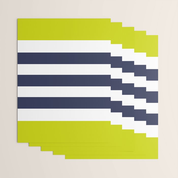 Modern Classy Navy Blue Lime Green STRIPES Wrapping Paper Gallery Image 3