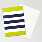 Modern Classy Navy Blue Lime Green STRIPES Stationery Card Gallery Image 2