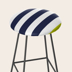 Modern Classy Navy Blue Lime Green STRIPES Stool Gallery Image 2