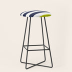 Modern Classy Navy Blue Lime Green STRIPES Stool Gallery Image 1