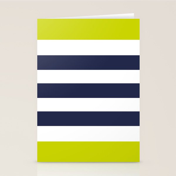 Modern Classy Navy Blue Lime Green STRIPES Stationery Card Gallery Image 2