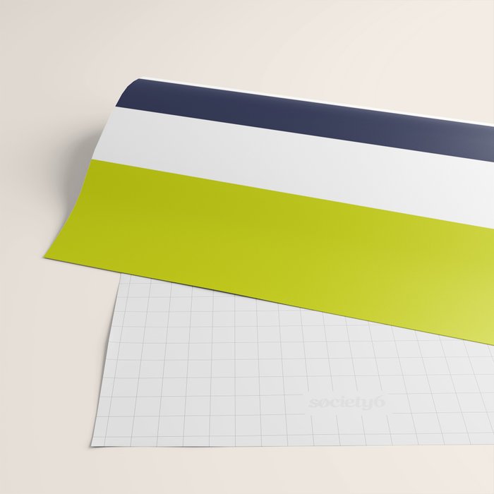 Modern Classy Navy Blue Lime Green STRIPES Wrapping Paper Gallery Image 2