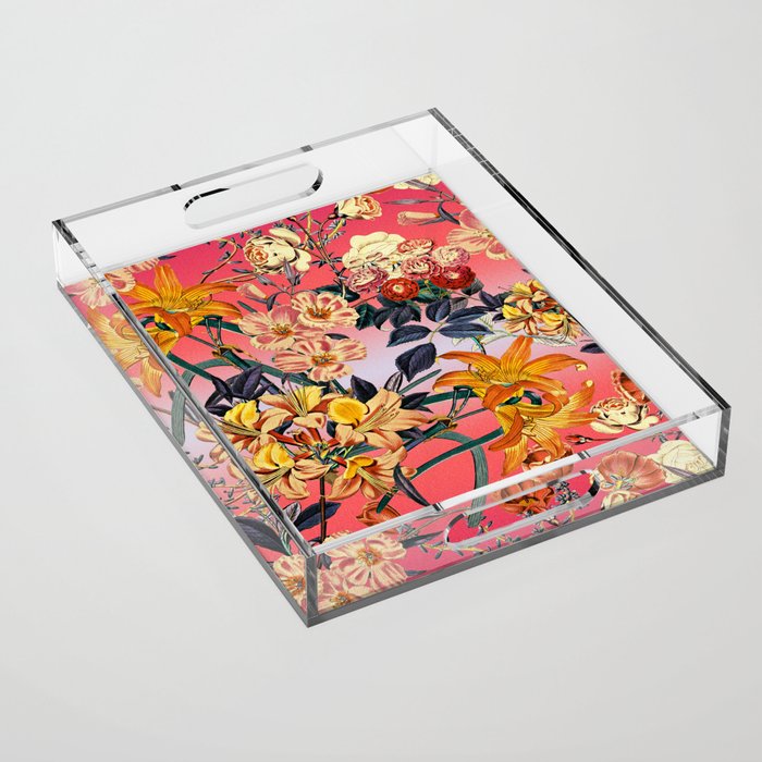 Multicolor Summer Floral Pattern Acrylic Tray Gallery Image 1