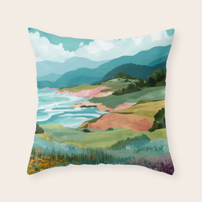 Meadow by the Sea Throw Pillow Gallery Image 6