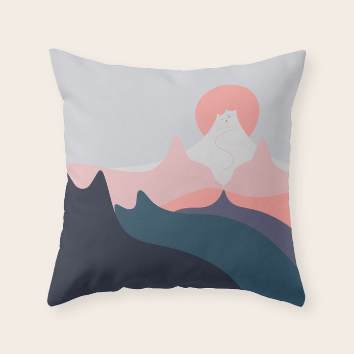 Cat Landscape 129 Throw Pillow Gallery Image 6
