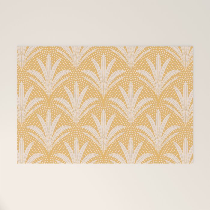 Boho Rustic Palm Radiance Butter Yellow Welcome Mat Gallery Image 1