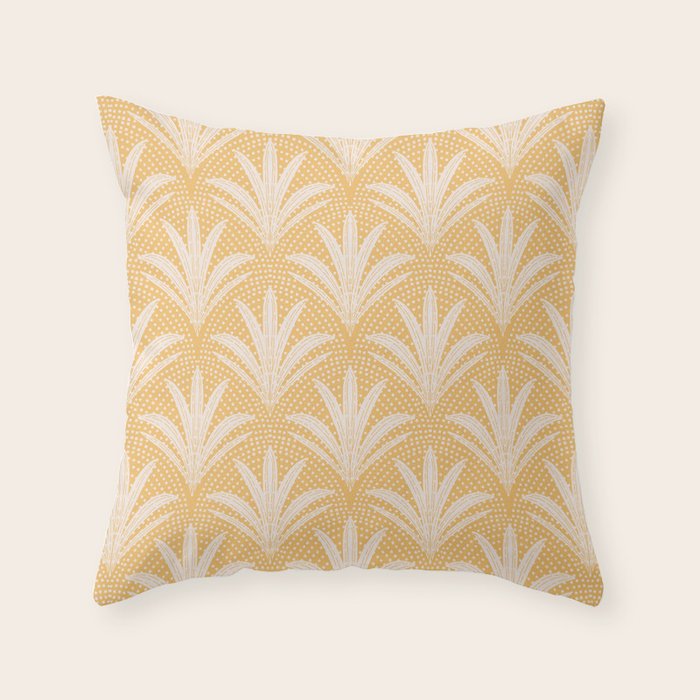 Boho Rustic Palm Radiance Butter Yellow Throw Pillow Gallery Image 6