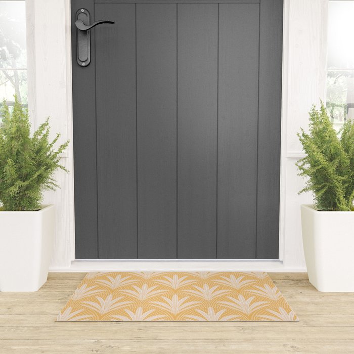 Boho Rustic Palm Radiance Butter Yellow Welcome Mat Gallery Image 3