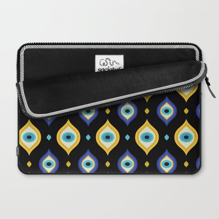 Mystic Evil Eyes on Black Laptop Sleeve Gallery Image 2