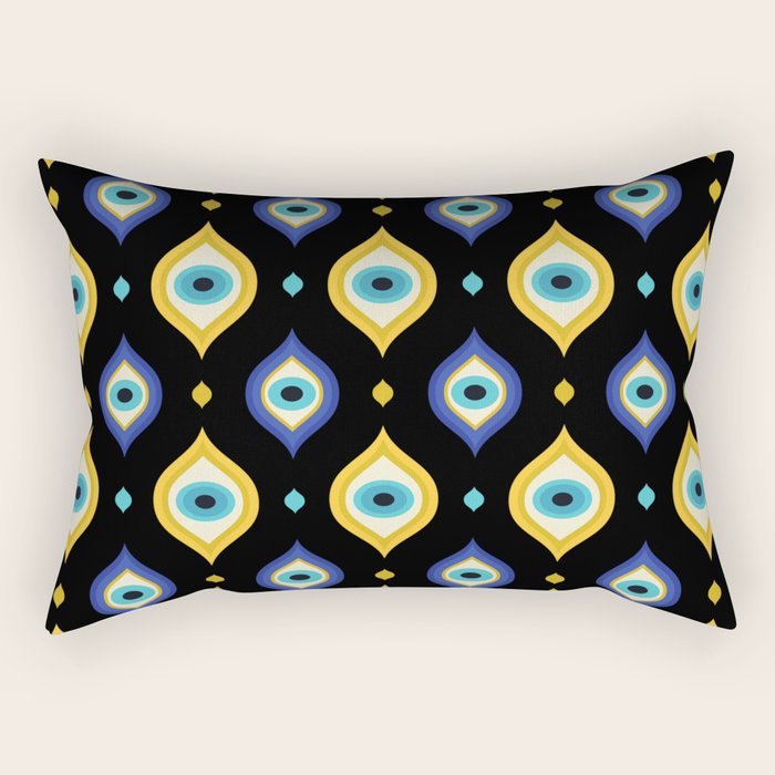 Mystic Evil Eyes on Black Rectangular Pillow Gallery Image 2