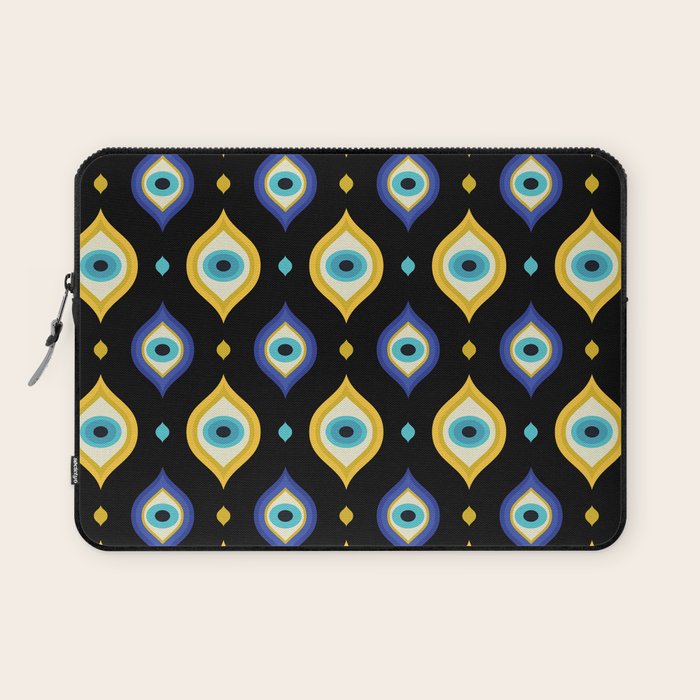Mystic Evil Eyes on Black Laptop Sleeve Gallery Image 1