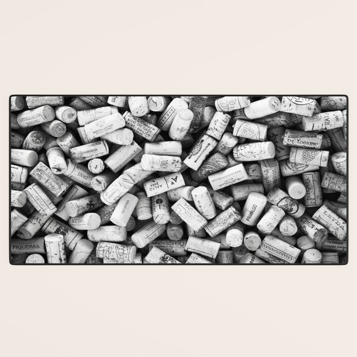 Something Nostalgic II Twist-off Wine Corks in Black And White #decor #society6 #buyart Desk Mat Gallery Image 3