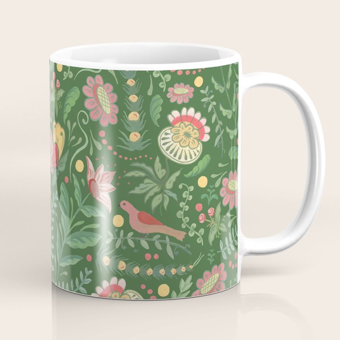 Swedish Floral - Green Coffee Mug Gallery Image 1