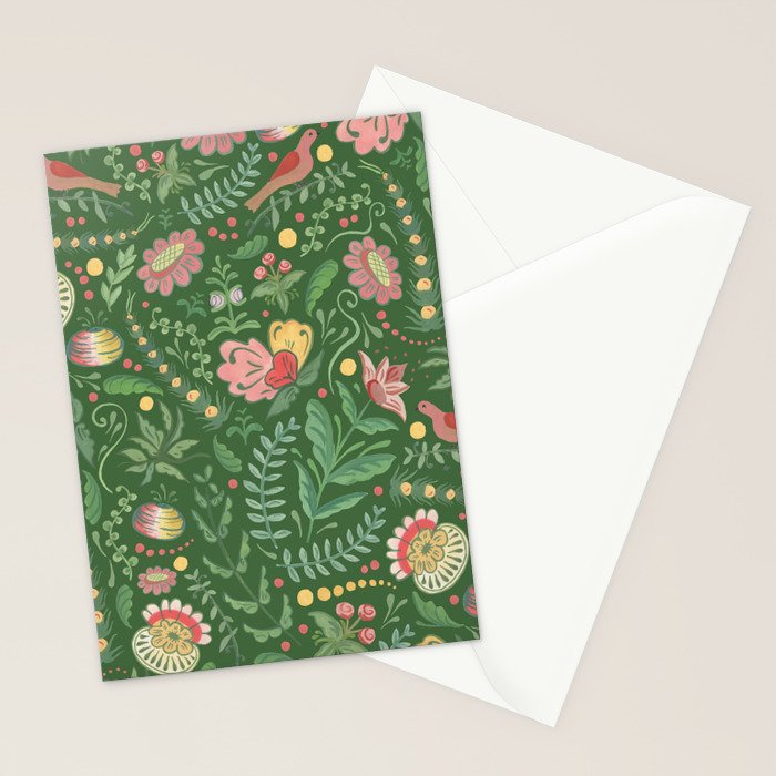 Swedish Floral - Green Stationery Card Gallery Image 2