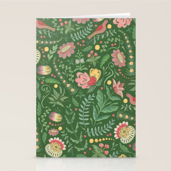 Swedish Floral - Green Stationery Card Gallery Image 2
