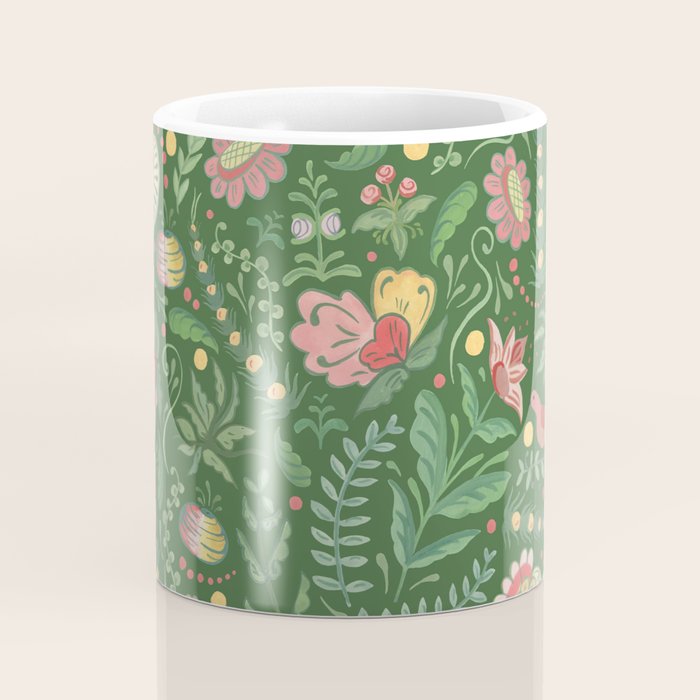 Swedish Floral - Green Coffee Mug Gallery Image 4