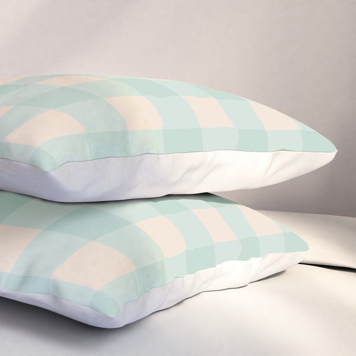 Retro Green Blue Gingham Pillow Sham Gallery Image 3