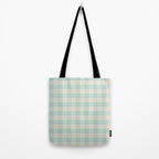 Retro Green Blue Gingham Tote Bag Gallery Image 2