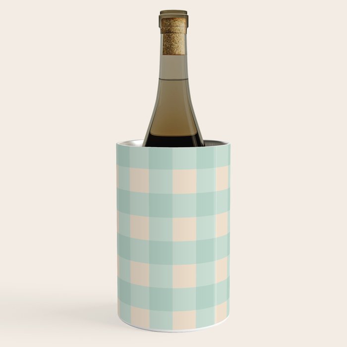 Retro Green Blue Gingham Wine Chiller Gallery Image 1