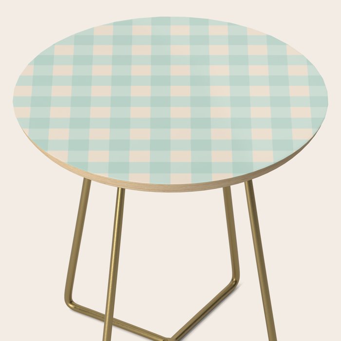 Retro Green Blue Gingham Side Table Gallery Image 2