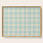 Retro Green Blue Gingham Serving Tray Gallery Image 1