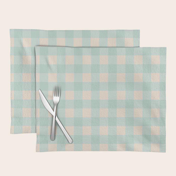 Retro Green Blue Gingham Placemat Gallery Image 1