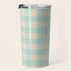 Retro Green Blue Gingham Travel Mug Gallery Image 3