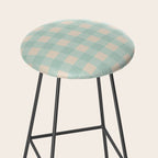 Retro Green Blue Gingham Stool Gallery Image 2