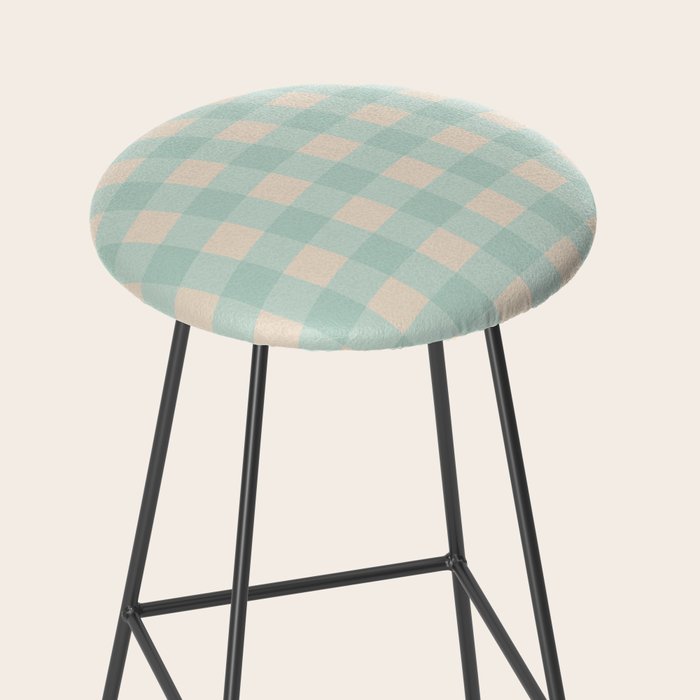 Retro Green Blue Gingham Stool Gallery Image 2