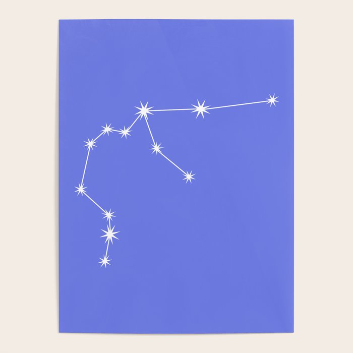 Aquarius Zodiac Star Constellation Line Art Periwinkle Purple Poster Gallery Image 4