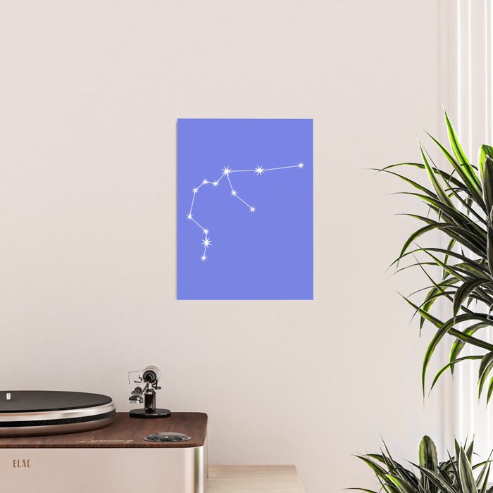 Aquarius Zodiac Star Constellation Line Art Periwinkle Purple Poster Gallery Image 2