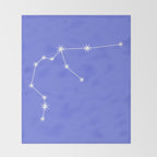Aquarius Zodiac Star Constellation Line Art Periwinkle Purple Throw Blanket Gallery Image 2