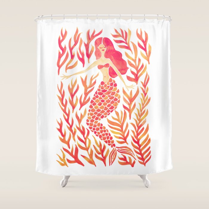 Kelp Forest Mermaid - Peach Palette Shower Curtain Gallery Image 1