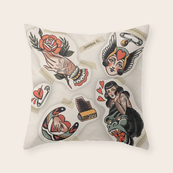 Tattoo flash Throw Pillow Gallery Image 6