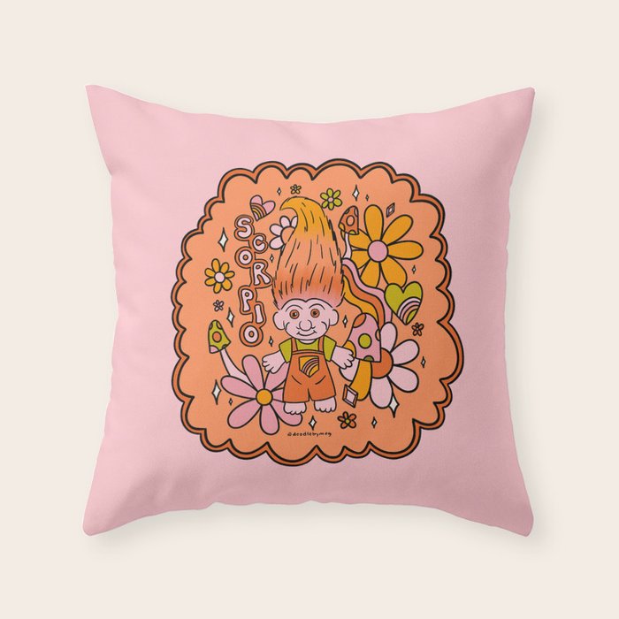 Scorpio Troll Throw Pillow Gallery Image 1