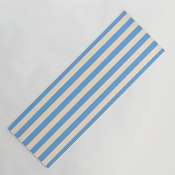Retro Coastal Blue and White Stripes Yoga Mat Gallery Image 1